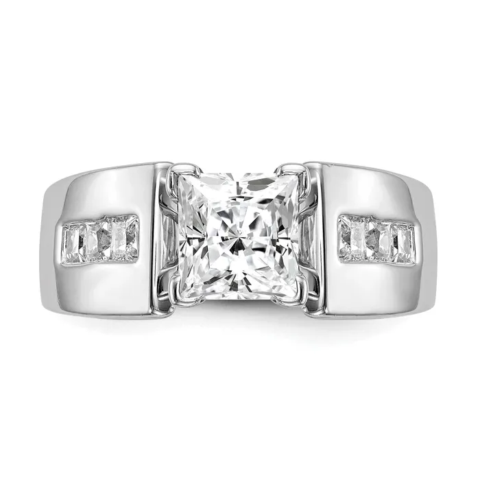 Goldia Rings 038ct CZ Solid Real 14K White Gold Peg Set Engagement Ring