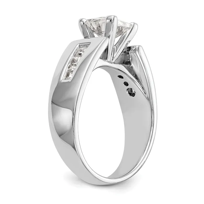Goldia Rings 038ct CZ Solid Real 14K White Gold Peg Set Engagement Ring