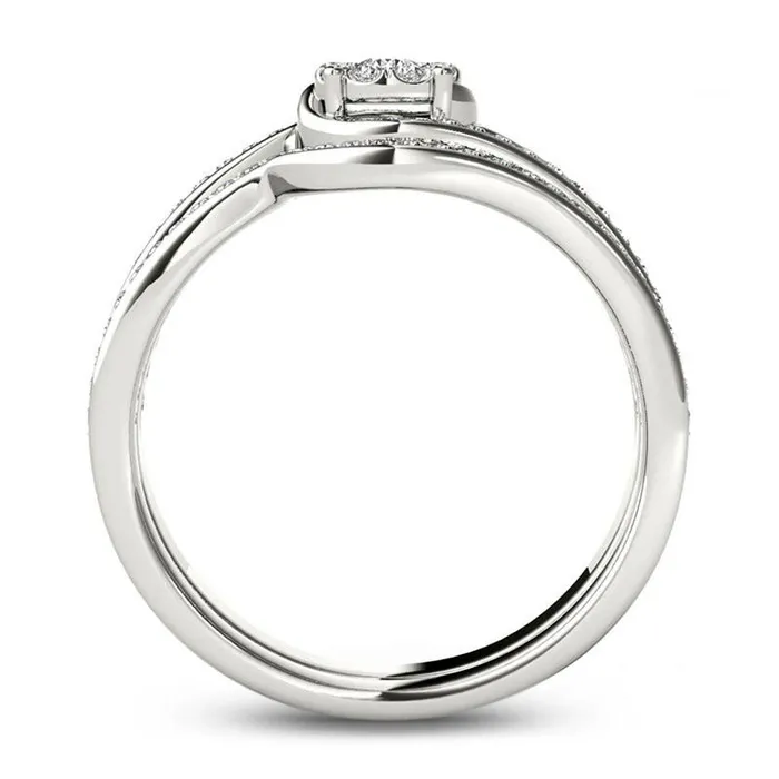 Goldia Rings 050 CT TW Composite Natural Diamond Flower Bypass Bridal Engagement Ring Set in Solid 14K White Gold Goldia Rings 050 CT TW Composite Natural Diamond Flower Bypass Bridal Engagement Ring Set in Solid 14K White Gold