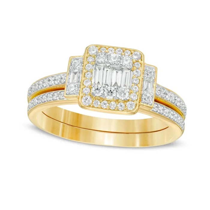 Goldia Rings 050 CT TW Composite Natural Diamond Frame Collar Bridal Engagement Ring Set in Solid 10K Yellow Gold Goldia Rings 050 CT TW Composite Natural Diamond Frame Collar Bridal Engagement Ring Set in Solid 10K Yellow Gold