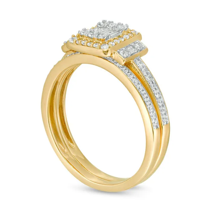 Goldia Rings 050 CT TW Composite Natural Diamond Frame Collar Bridal Engagement Ring Set in Solid 10K Yellow Gold Goldia Rings 050 CT TW Composite Natural Diamond Frame Collar Bridal Engagement Ring Set in Solid 10K Yellow Gold