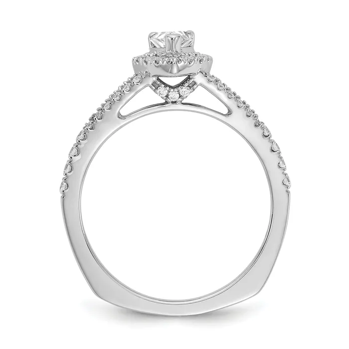 Goldia Rings 050ct CZ Solid Real 14k White Gold Pear Halo Engagement Ring