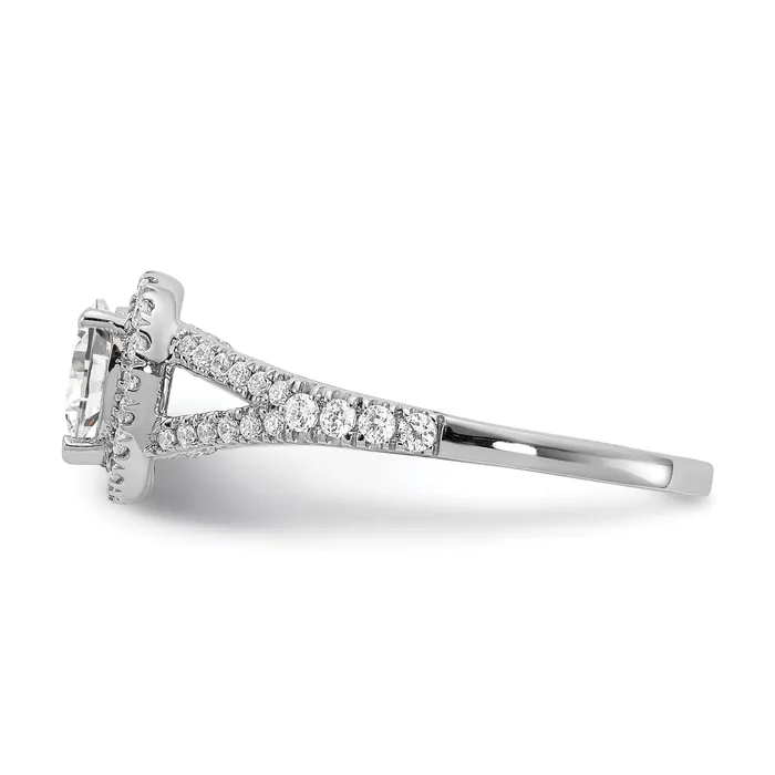 Goldia Rings 050ct CZ Solid Real 14k White Gold Pear Halo Engagement Ring