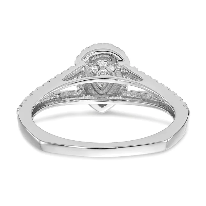 Goldia Rings 050ct CZ Solid Real 14k White Gold Pear Halo Engagement Ring