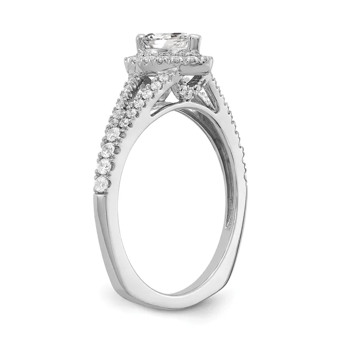 Goldia Rings 050ct CZ Solid Real 14k White Gold Pear Halo Engagement Ring