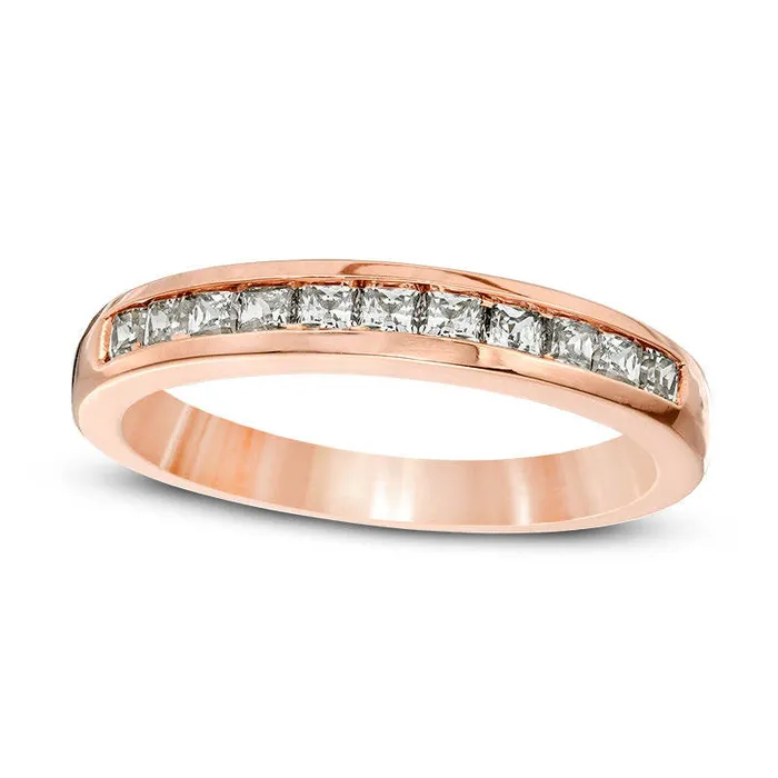 Goldia Rings 063 CT TW PrincessCut Natural Diamond Wedding Band in Solid 10K Rose Gold Goldia Rings 063 CT TW PrincessCut Natural Diamond Wedding Band in Solid 10K Rose Gold