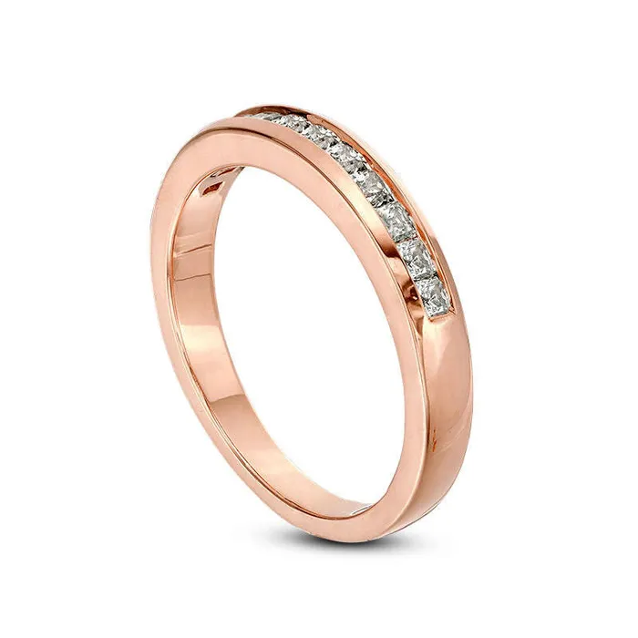 Goldia Rings 063 CT TW PrincessCut Natural Diamond Wedding Band in Solid 10K Rose Gold Goldia Rings 063 CT TW PrincessCut Natural Diamond Wedding Band in Solid 10K Rose Gold