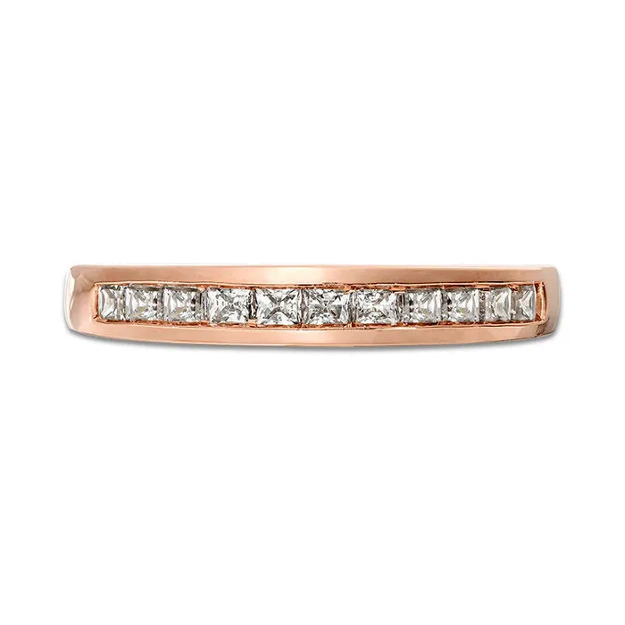Goldia Rings 063 CT TW PrincessCut Natural Diamond Wedding Band in Solid 10K Rose Gold Goldia Rings 063 CT TW PrincessCut Natural Diamond Wedding Band in Solid 10K Rose Gold