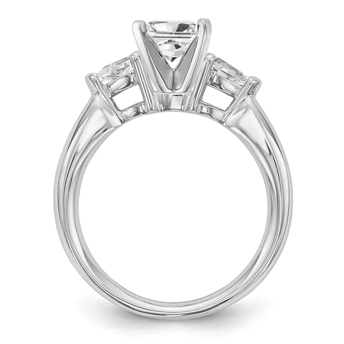 Goldia Rings 066ct CZ Solid Real 14K White Gold 3Stone Peg Set Engagement Ring