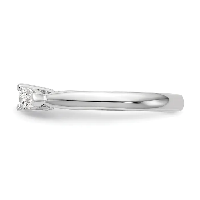Goldia Rings 066ct CZ Solid Real 14K White Gold 3Stone Peg Set Engagement Ring