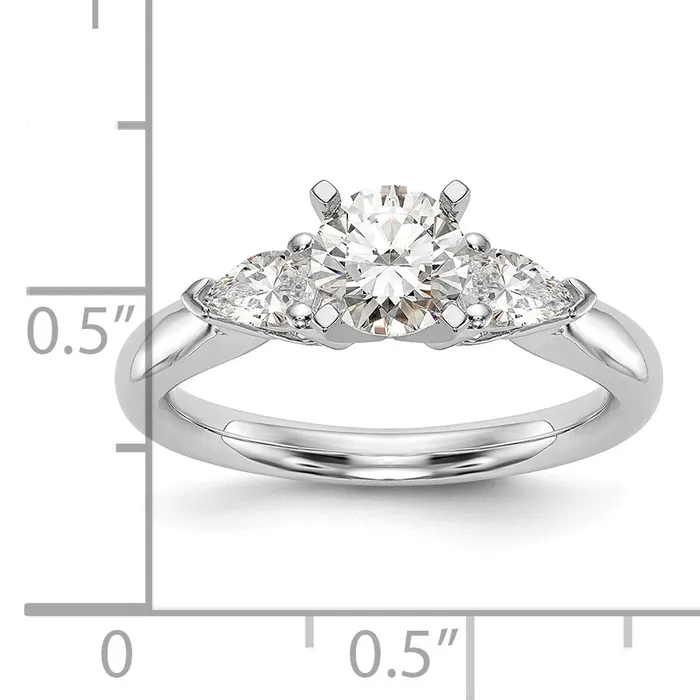 Goldia Rings 066ct CZ Solid Real 14K White Gold 3Stone Peg Set Engagement Ring