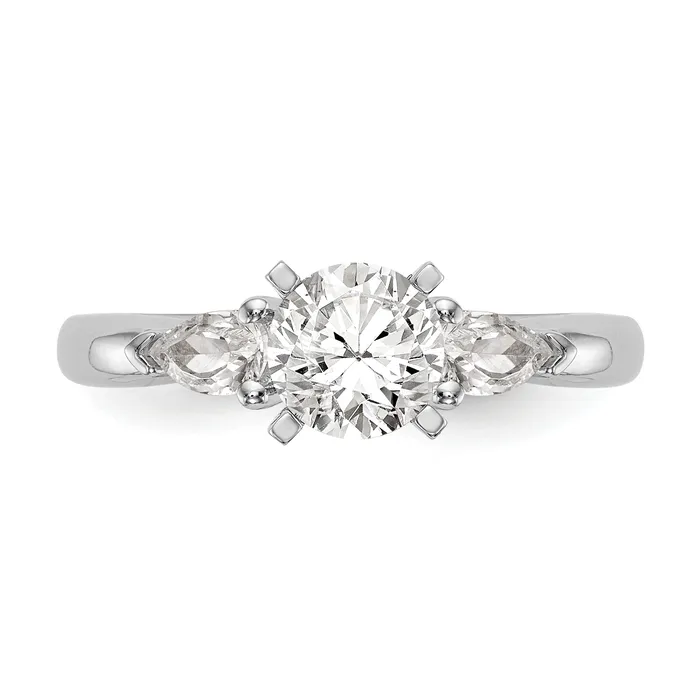 Goldia Rings 066ct CZ Solid Real 14K White Gold 3Stone Peg Set Engagement Ring