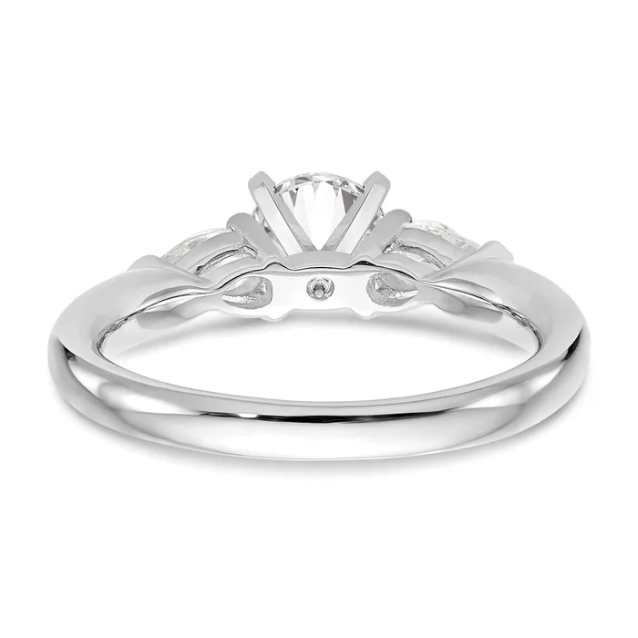 Goldia Rings 066ct CZ Solid Real 14K White Gold 3Stone Peg Set Engagement Ring