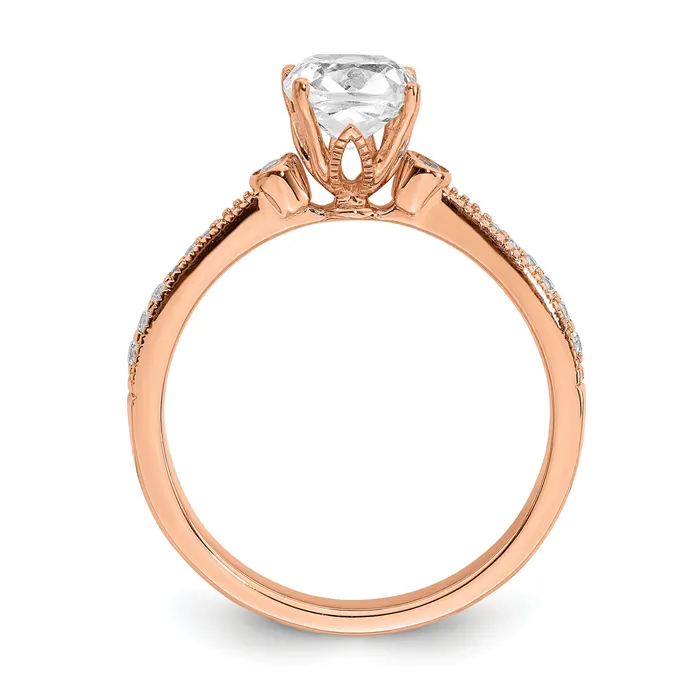 Goldia Rings 100ct CZ Solid Real 14k Rose Polish 1ct Cushion Engagement Dia Ring
