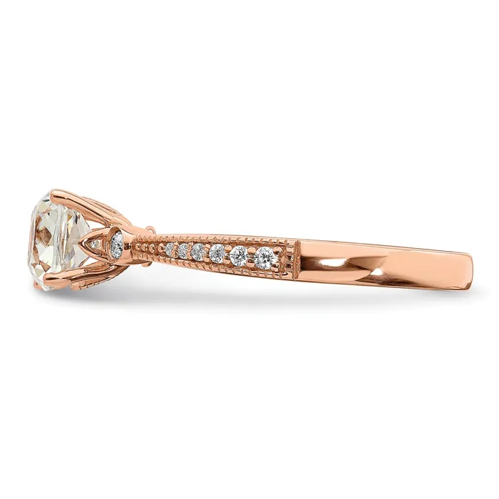Goldia Rings 100ct CZ Solid Real 14k Rose Polish 1ct Cushion Engagement Dia Ring