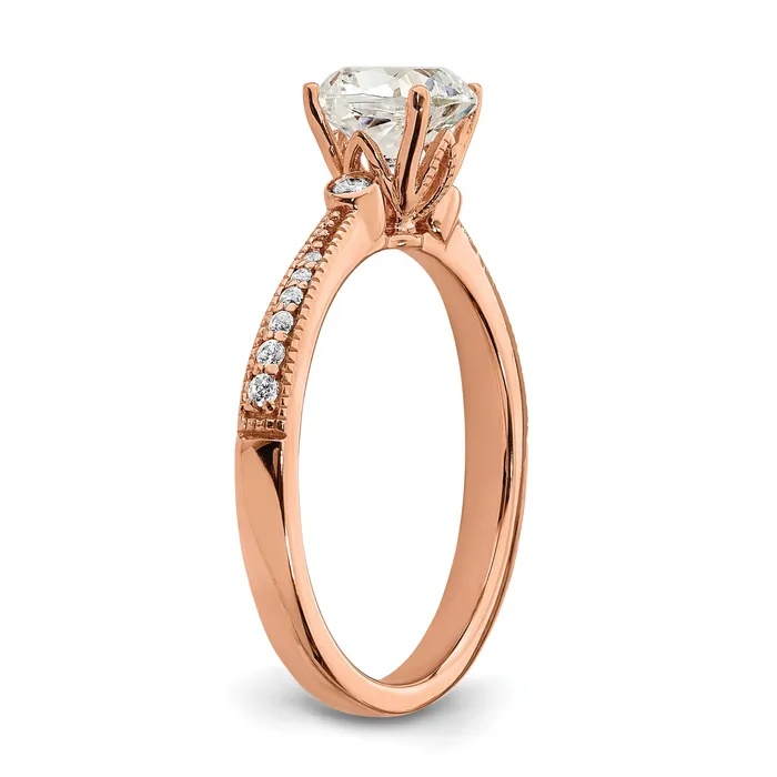 Goldia Rings 100ct CZ Solid Real 14k Rose Polish 1ct Cushion Engagement Dia Ring