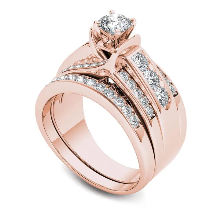 Goldia Rings 125 CT TW Natural Diamond MultiRow Bridal Engagement Ring Set in Solid 14K Rose Gold Goldia Rings 125 CT TW Natural Diamond MultiRow Bridal Engagement Ring Set in Solid 14K Rose Gold