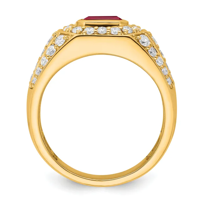 Goldia Rings 10k Yellow Gold 1 78 Ct Lab Grown Diamond VSSI G and Lab Created Ruby Mens Ring