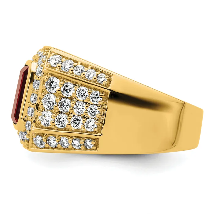 Goldia Rings 10k Yellow Gold 1 78 Ct Lab Grown Diamond VSSI G and Lab Created Ruby Mens Ring