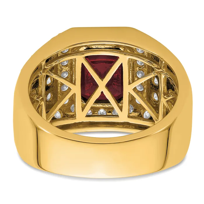 Goldia Rings 10k Yellow Gold 1 78 Ct Lab Grown Diamond VSSI G and Lab Created Ruby Mens Ring