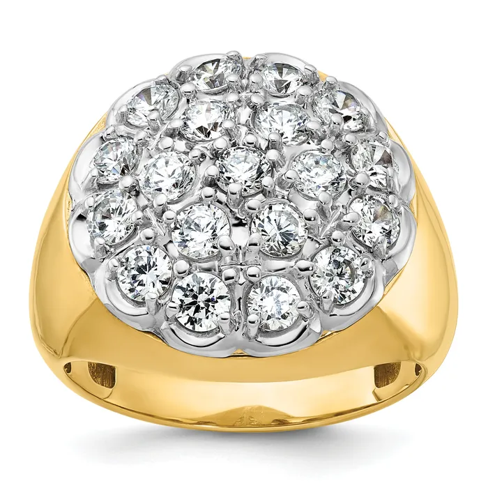 Goldia Rings 14k TwoTone 3 Ct Lab Grown Diamond VSSI G Mens Cluster Ring