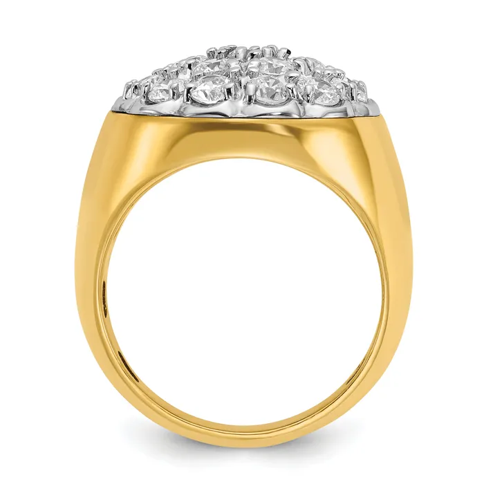 Goldia Rings 14k TwoTone 3 Ct Lab Grown Diamond VSSI G Mens Cluster Ring