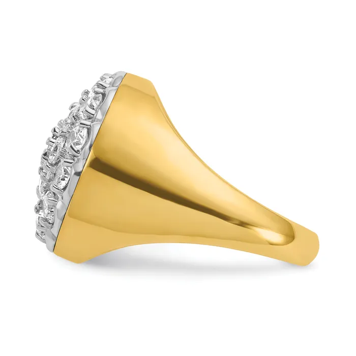 Goldia Rings 14k TwoTone 3 Ct Lab Grown Diamond VSSI G Mens Cluster Ring