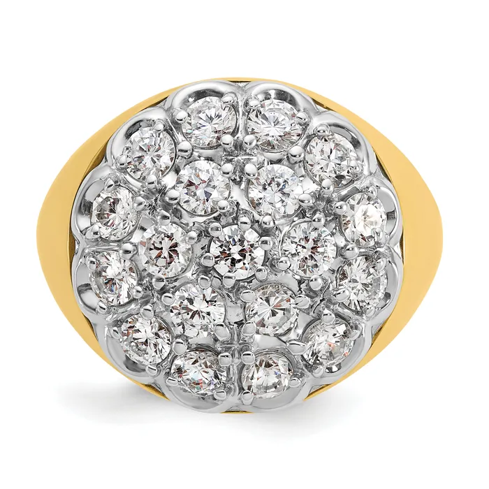 Goldia Rings 14k TwoTone 3 Ct Lab Grown Diamond VSSI G Mens Cluster Ring