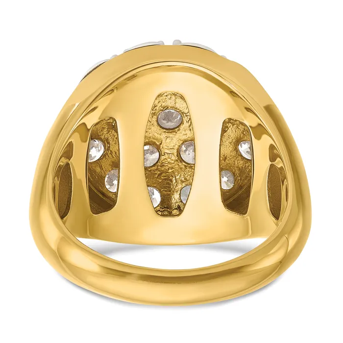Goldia Rings 14k TwoTone 3 Ct Lab Grown Diamond VSSI G Mens Cluster Ring