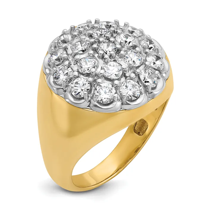 Goldia Rings 14k TwoTone 3 Ct Lab Grown Diamond VSSI G Mens Cluster Ring