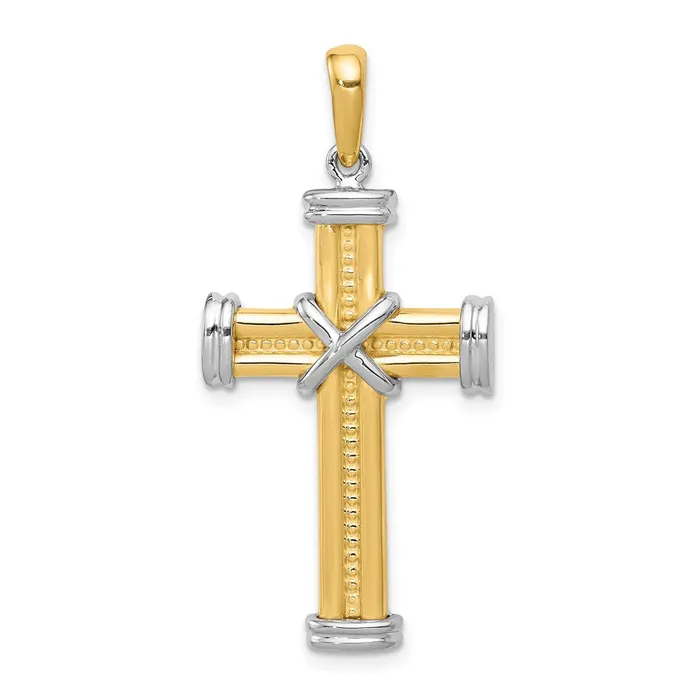 Goldia Rings 14k Twotone Gold Fancy Cross Pendant