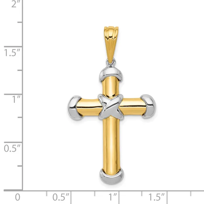 Goldia Rings 14k Twotone Gold Fancy Cross Pendant