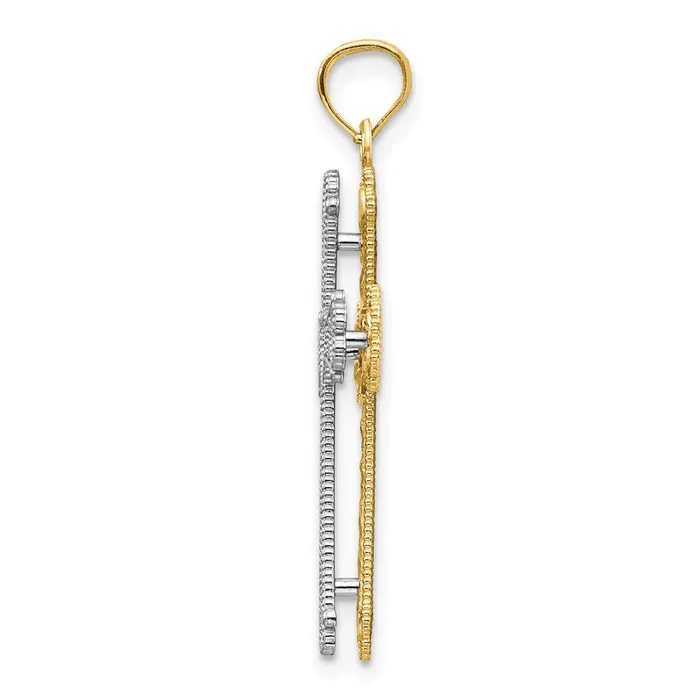 Goldia Rings 14k Twotone Gold Hearts Cross Pendant