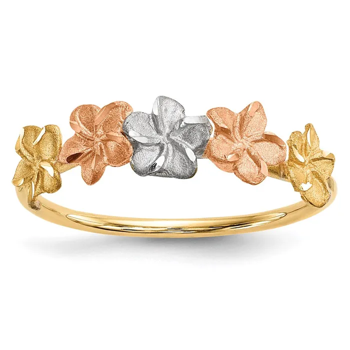 Goldia Rings 14k TwoTone Gold wWhite Rhodium Polished and Satin 5 Flower Ring Goldia Rings 14k TwoTone Gold wWhite Rhodium Polished and Satin 5 Flower Ring