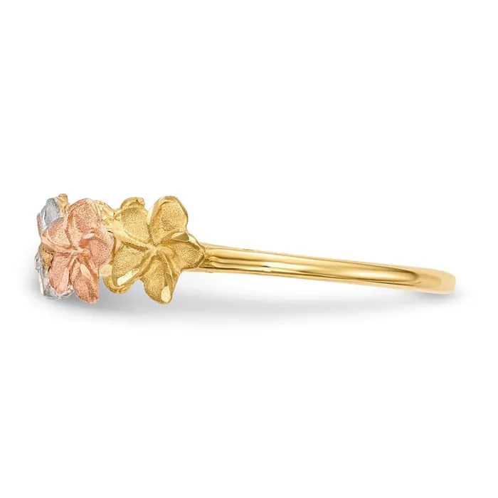 Goldia Rings 14k TwoTone Gold wWhite Rhodium Polished and Satin 5 Flower Ring