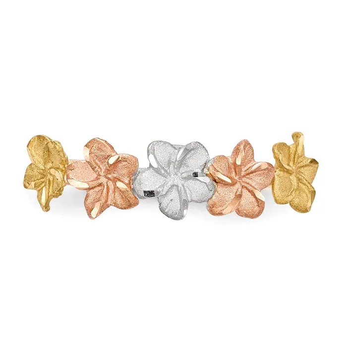 Goldia Rings 14k TwoTone Gold wWhite Rhodium Polished and Satin 5 Flower Ring