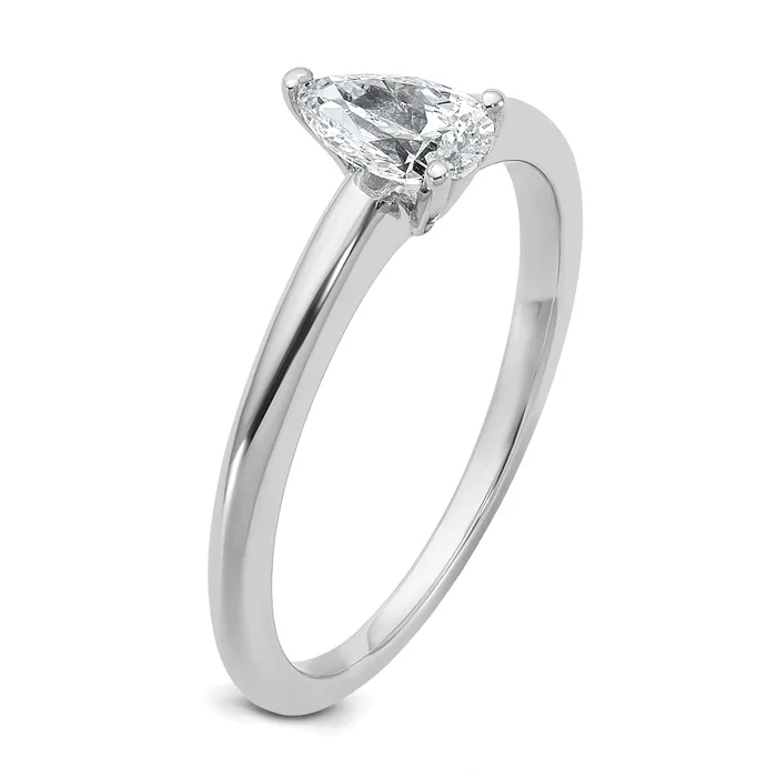 Goldia Rings 14k White Gold 12 Ct Lab Grown Diamond VSSI G Pear Solitare Engagement Ring
