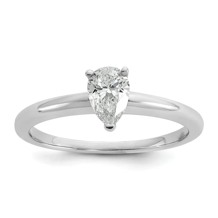 Goldia Rings 14k White Gold 12 Ct Lab Grown Diamond VSSI G Pear Solitare Engagement Ring