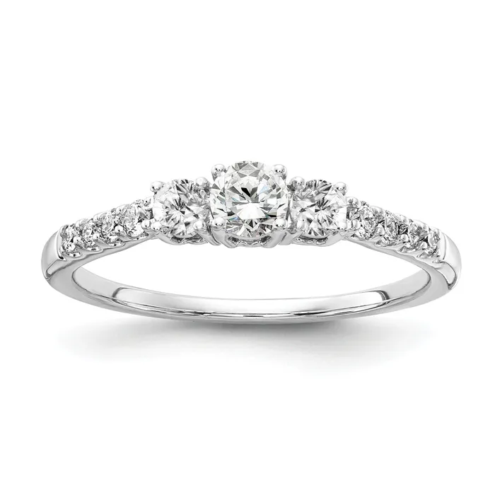 Goldia Rings 14k White Gold 12 Ct Lab Grown Diamond VSSI G Three Stone Engagement Ring Goldia Rings 14k White Gold 12 Ct Lab Grown Diamond VSSI G Three Stone Engagement Ring