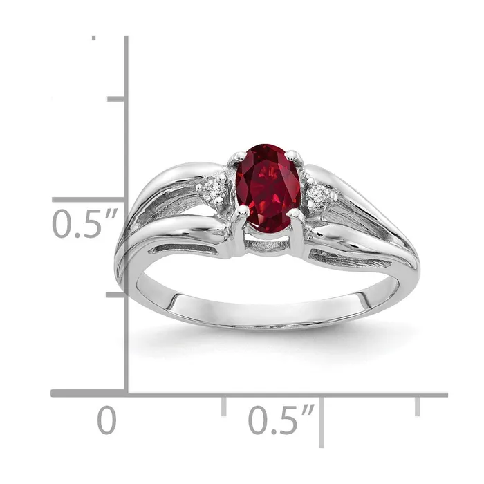 Goldia Rings 14k White Gold 6x4mm Oval Created Ruby A Real Diamond ring