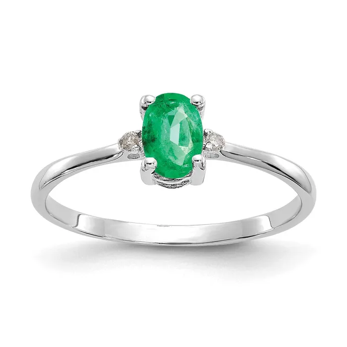 Goldia Rings 14K White Gold Polished Geniune Real Diamond u0026 Emerald Birthstone Ring Goldia Rings 14K White Gold Polished Geniune Real Diamond u0026 Emerald Birthstone Ring