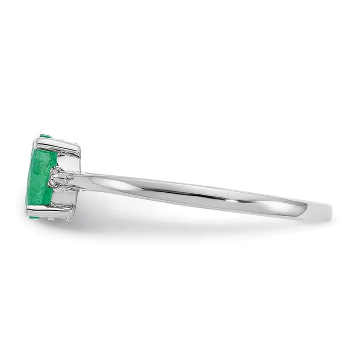 Goldia Rings 14K White Gold Polished Geniune Real Diamond u0026 Emerald Birthstone Ring