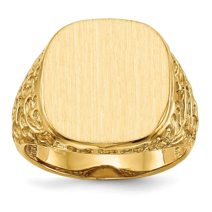 Goldia Rings 14K Yellow Gold 175x165mm Open Back Mens Signet Ring