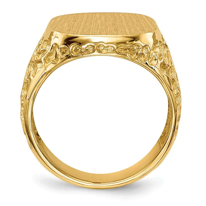 Goldia Rings 14K Yellow Gold 175x165mm Open Back Mens Signet Ring