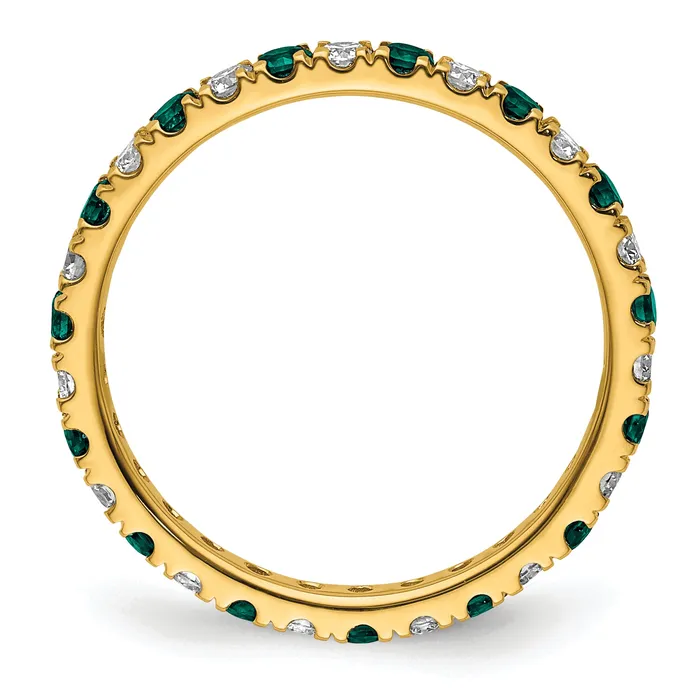 Goldia Rings 14k Yellow Gold 38 Ct Lab Grown Diamond VSSI G and Lab Created Alexandrite Eternity Band Ring
