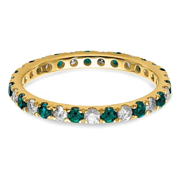 Goldia Rings 14k Yellow Gold 38 Ct Lab Grown Diamond VSSI G and Lab Created Alexandrite Eternity Band Ring