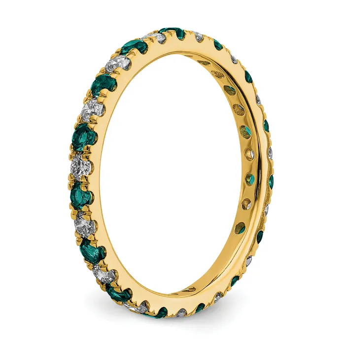 Goldia Rings 14k Yellow Gold 38 Ct Lab Grown Diamond VSSI G and Lab Created Alexandrite Eternity Band Ring