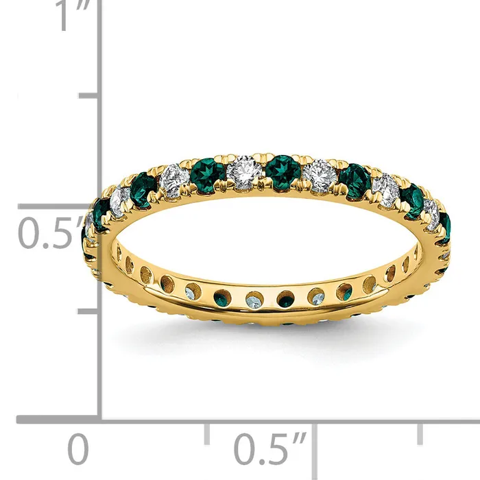 Goldia Rings 14k Yellow Gold 38 Ct Lab Grown Diamond VSSI G and Lab Created Alexandrite Eternity Band Ring