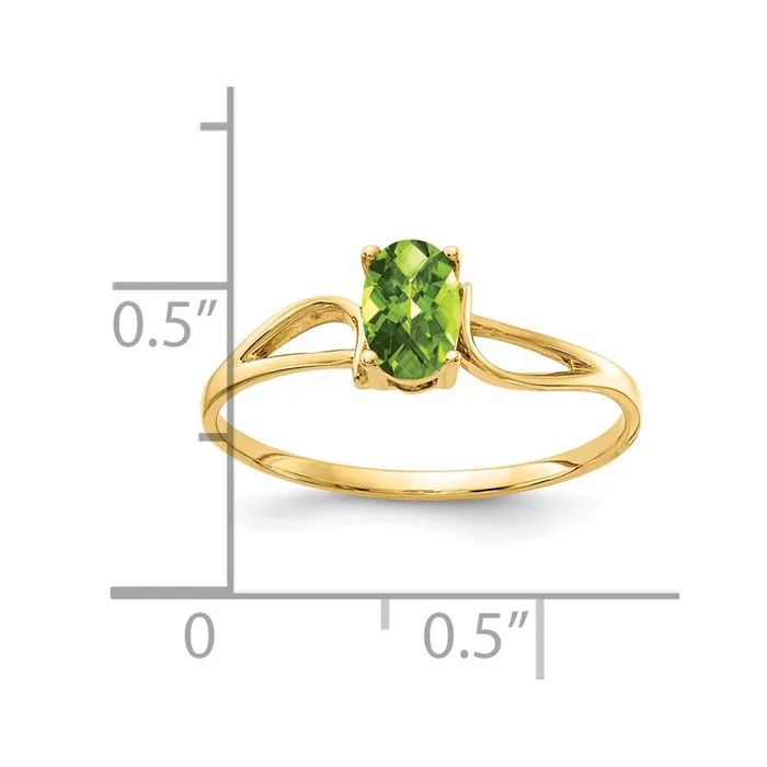Goldia Rings 14K Yellow Gold 6x4mm Oval Peridot Checker ring