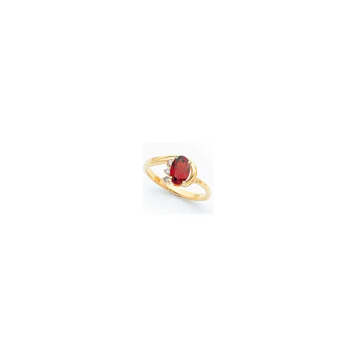 Goldia Rings 14k Yellow Gold 7x5mm Oval Garnet Checker AA Diamond ring
